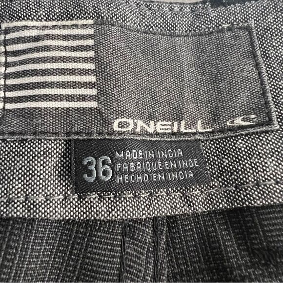 O'Neill Delta Shorts Mens 36 Charcoal Gray Checker Flat Front Walking - Picture 7 of 8